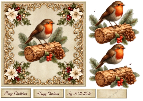 Quick Card   Vintage Robin   7x7
