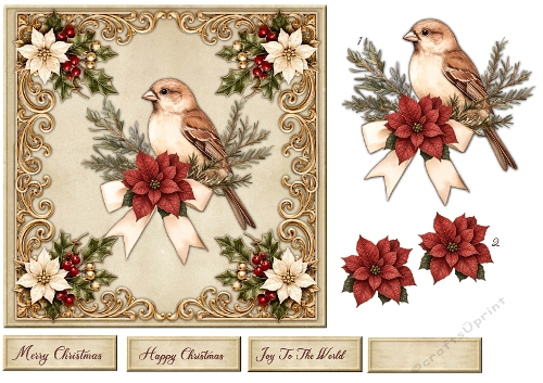 Quick Card   Vintage Sparrow  7x7 