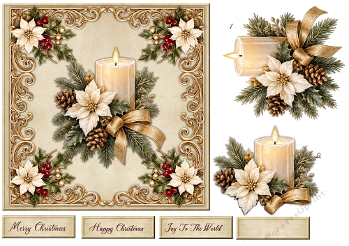 Quick Card Vintage Candle  7x7 