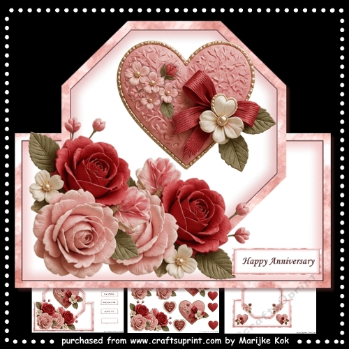 Shaped Topper Heart and  Roses Mini Kit