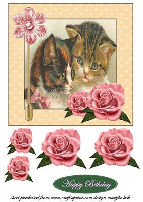 Vintage Cats with Roses
