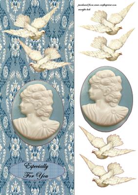 Beautiful Bleu Cameo Large Dl Card