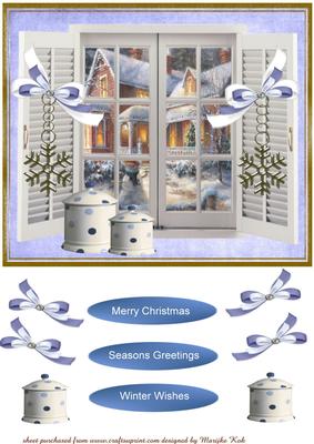 Christmas Window in Bleu