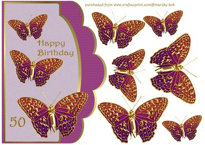 Happy 50th Birthday Gold Purple Beauty