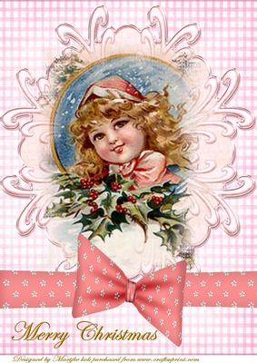 Vintage Christmas Girl in Pink