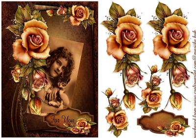 Lovely Vintage Girl with Roses
