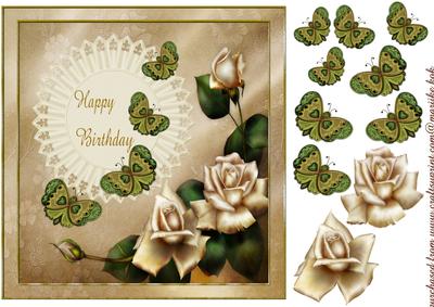 Butterflies and Cream Roses