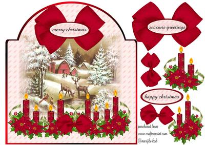 Vintage Snowscene in Soft Pink