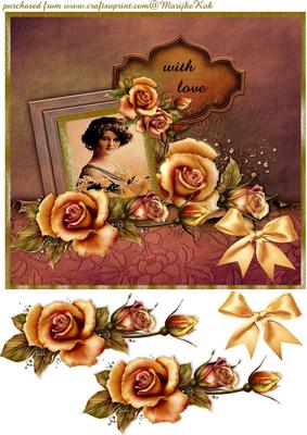 Vintage Lady in Gold and Brown