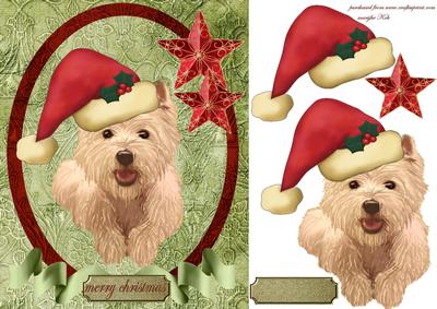 Cute Santa's Doggie Merry Christmas