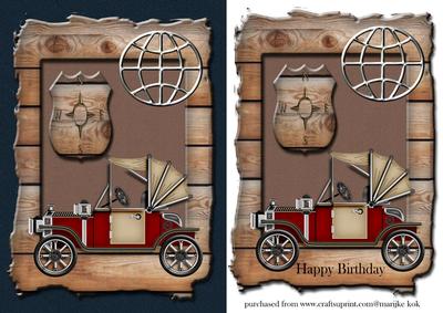 Vintage Car in Old Planks Frame