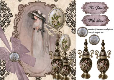 Vintage Lady Collage Purple Beauty