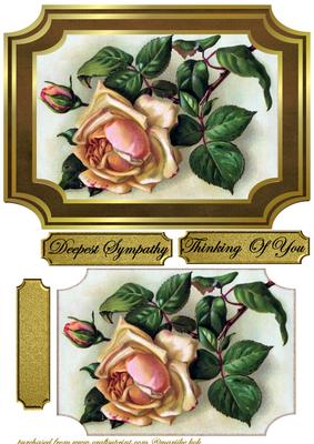 Deepest Sympathy Cream Roses in Golden Frame