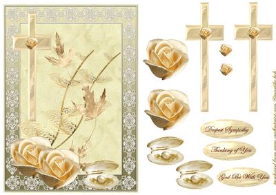 Deepest Sympathy Gold & Pearl Cross