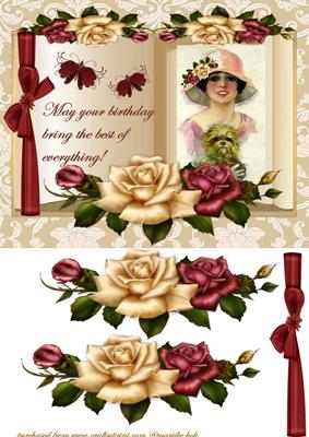 Beautiful Book Vintage Lady with Birthday Verse