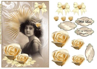To My Dearest Daughter Vintage Girl Golden Roses