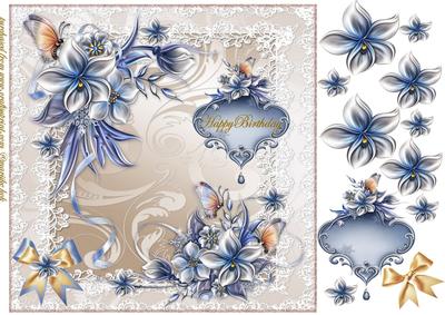 Bleu Silver Damast Beauty
