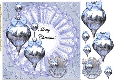 Beautiful Bleu Baubles Merry Christmas