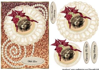 Vintage Lady in Cream and Brown