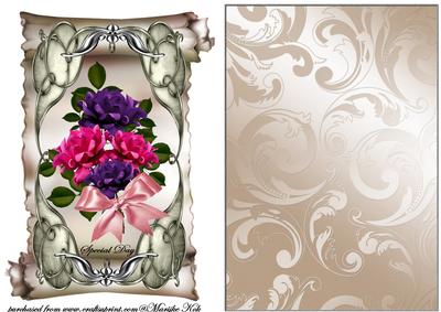 Special Day Roses on a Scroll