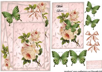 Vintage Roses and Butterflies