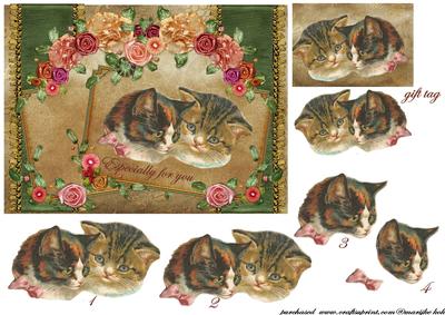 Vintage Cats in Embroidery House - 