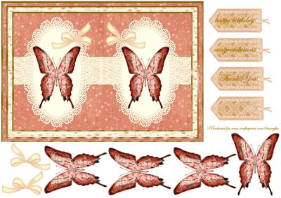 Peache and Cream Vintage Butterflies