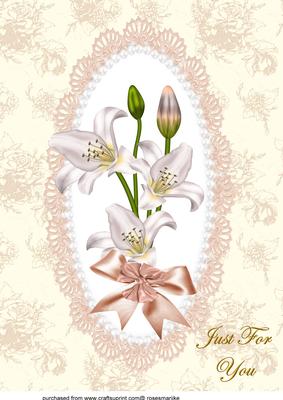 A4 Lillies in Soft Pink