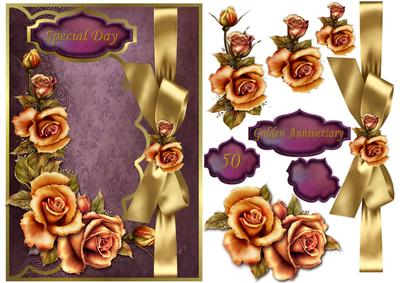 Beautiful Purple Golden Roses Anniversary