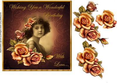 Vintage Girl Wonderful Birthday