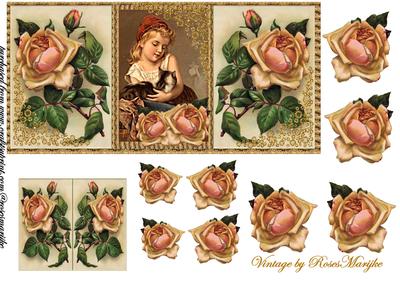 Beautiful Vintage Panel with Roses