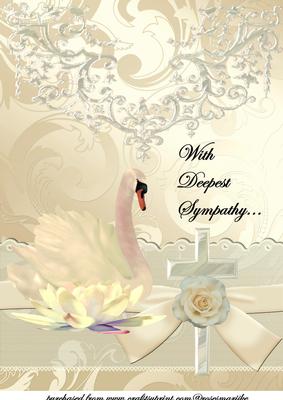 Sympathy Cream Swan and Waterlillies