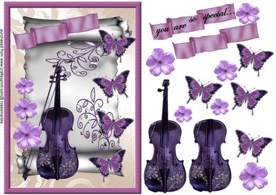 Purple and Silver Music and Butterflies