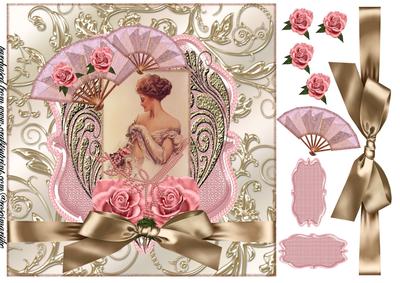 Beautiful Vintage Lady in Pink and Cream