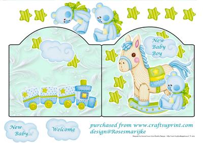 Round Topped Fold Card New Baby Boy