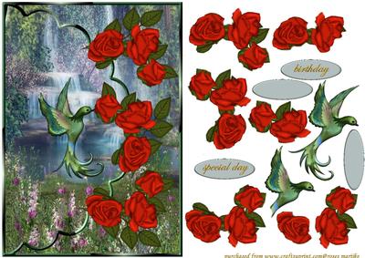 Waterfall with Red Roses Envelop