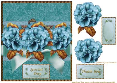 Vintage Roses in Brown Bleu