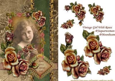 Vintage Girl with Roses