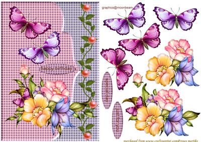 Scallop Edge Butterflies and Flowers