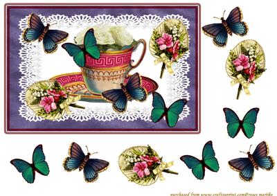 A Cup of Butterflies and Roses - 
