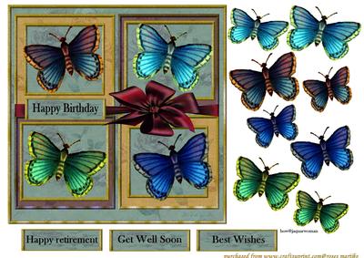 Vintage Butterflies Male Card