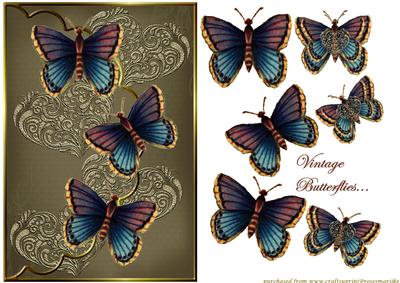 Vintage Butterflie Kisses - envelop Card