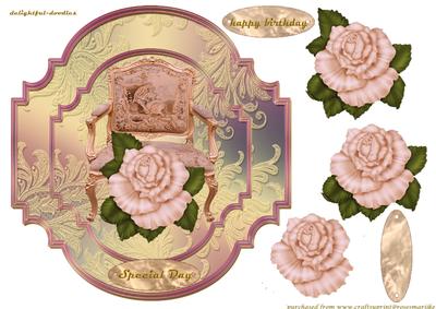 Vintage Chair,scallop with Rose