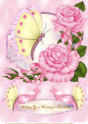 A4 Roses and Butterflies