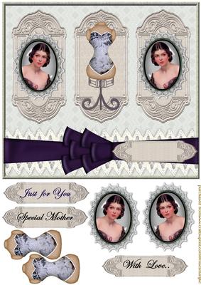 Vintage Cameo Bleu Grey Beauty