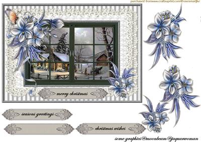 Christmas Window in Vintage Bleu