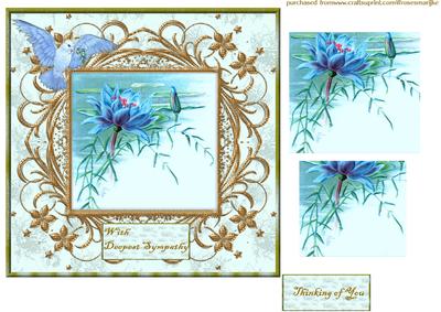Vintage Waterlillies Sympathy in Aqua