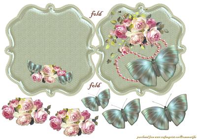 Shaped Card Butterflie and Roses
