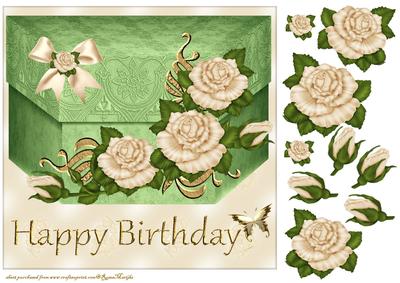 Boxcard Happy Birthday Yvory Roses