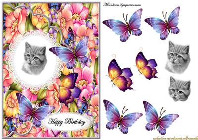 Envelop Floral Cute Kitten
